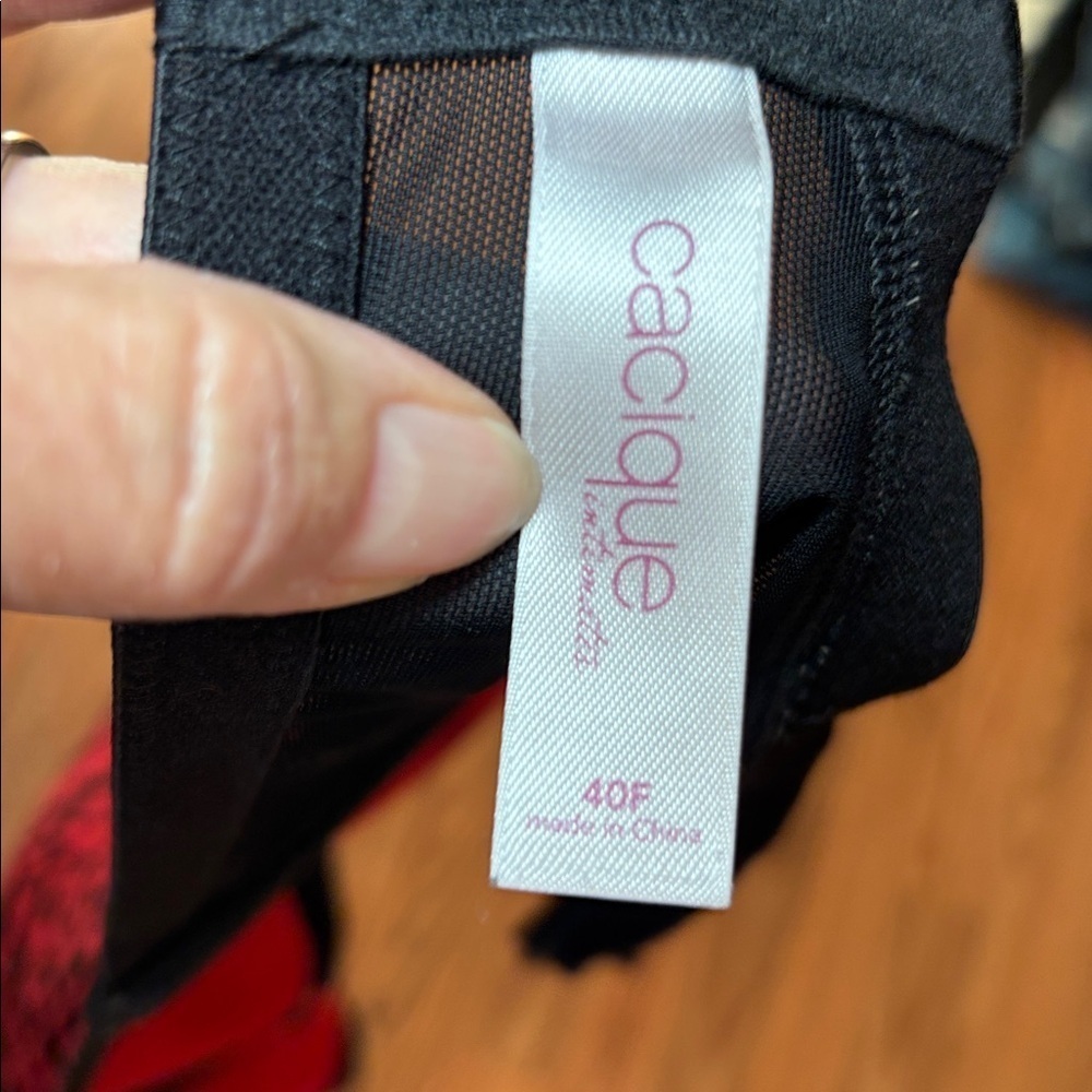 Cacique Red & Black leopard Print, underwire lace Bra, 40F - Picture 7 of 10